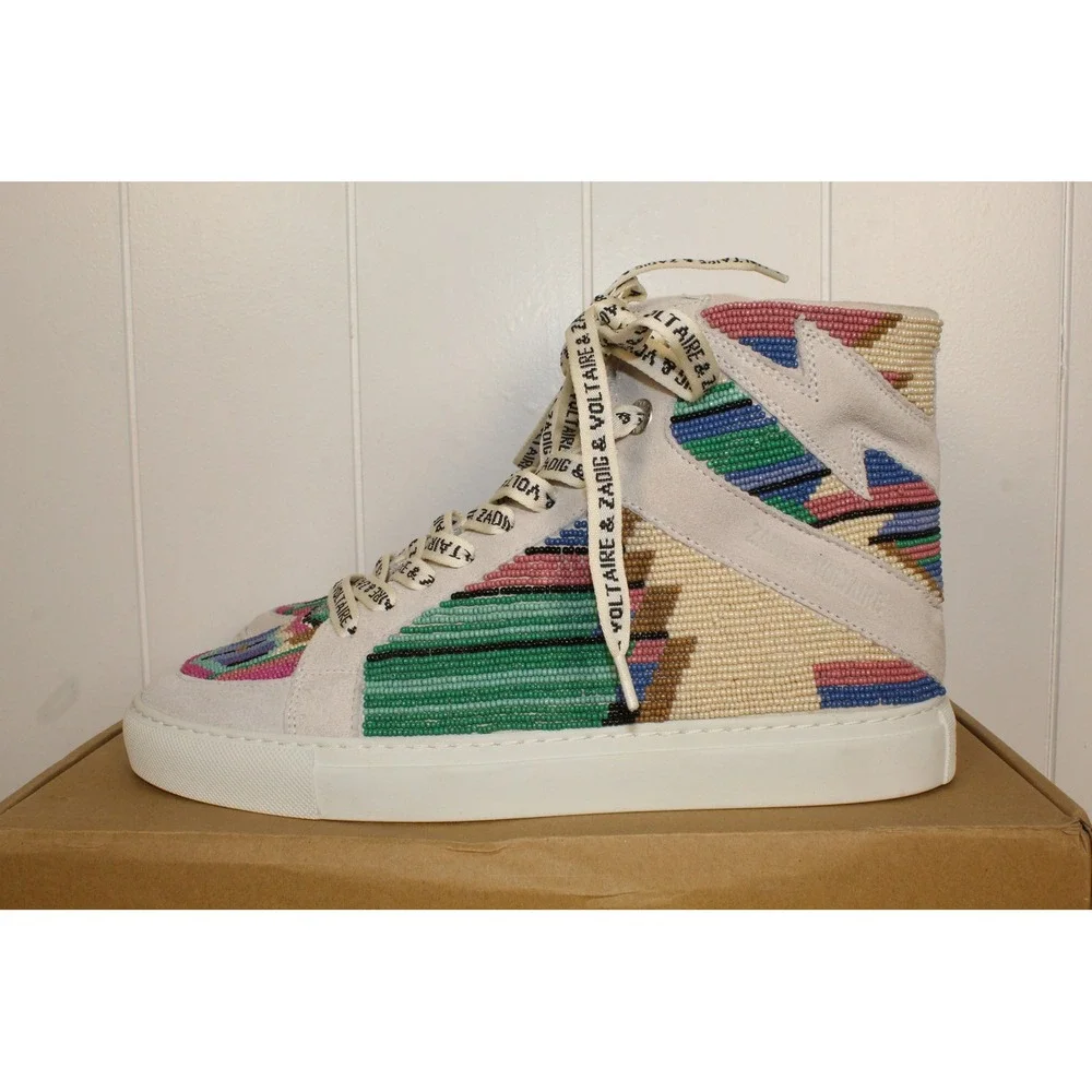Zadig & Voltaire NIB High Flash Folk Beads High Top Sneaker Size‎ 41/10